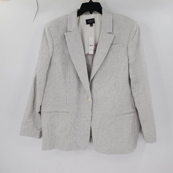 J. Crew Jackets & Blazers - NWT J crew blazer womens 20 Collection tuxedo striped Italian linen metallic